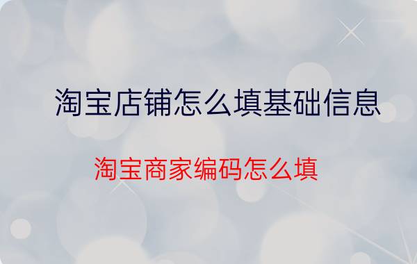 淘宝店铺怎么填基础信息 淘宝商家编码怎么填？